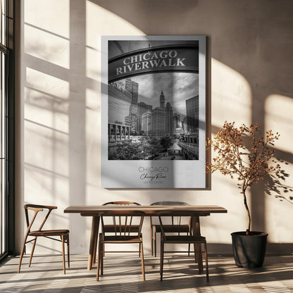 Black and White Chicago Riverwalk Canvas Wall Art
