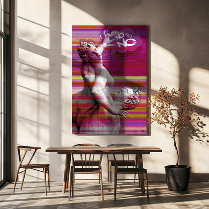 Classical Sculpture with No Is No Typography Canvas Wall Art