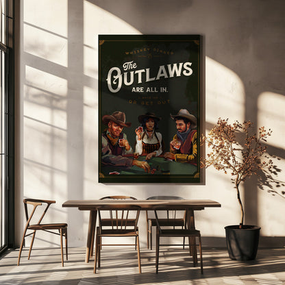 Art mural Les hors-la-loi sont tous au poker de cowboy cool