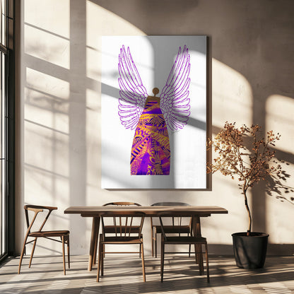 Tableau mural Ange en violet et orange sur toile