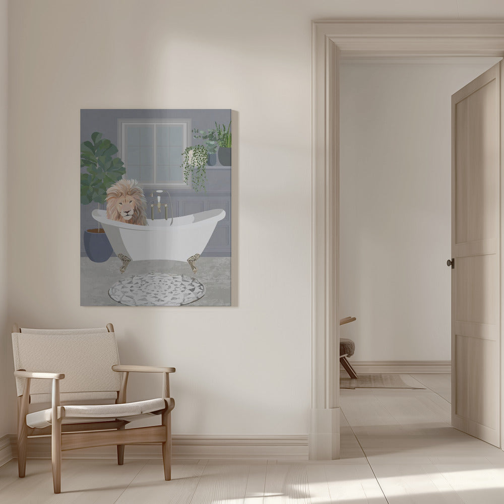 Impression sur toile Lion prenant un bain