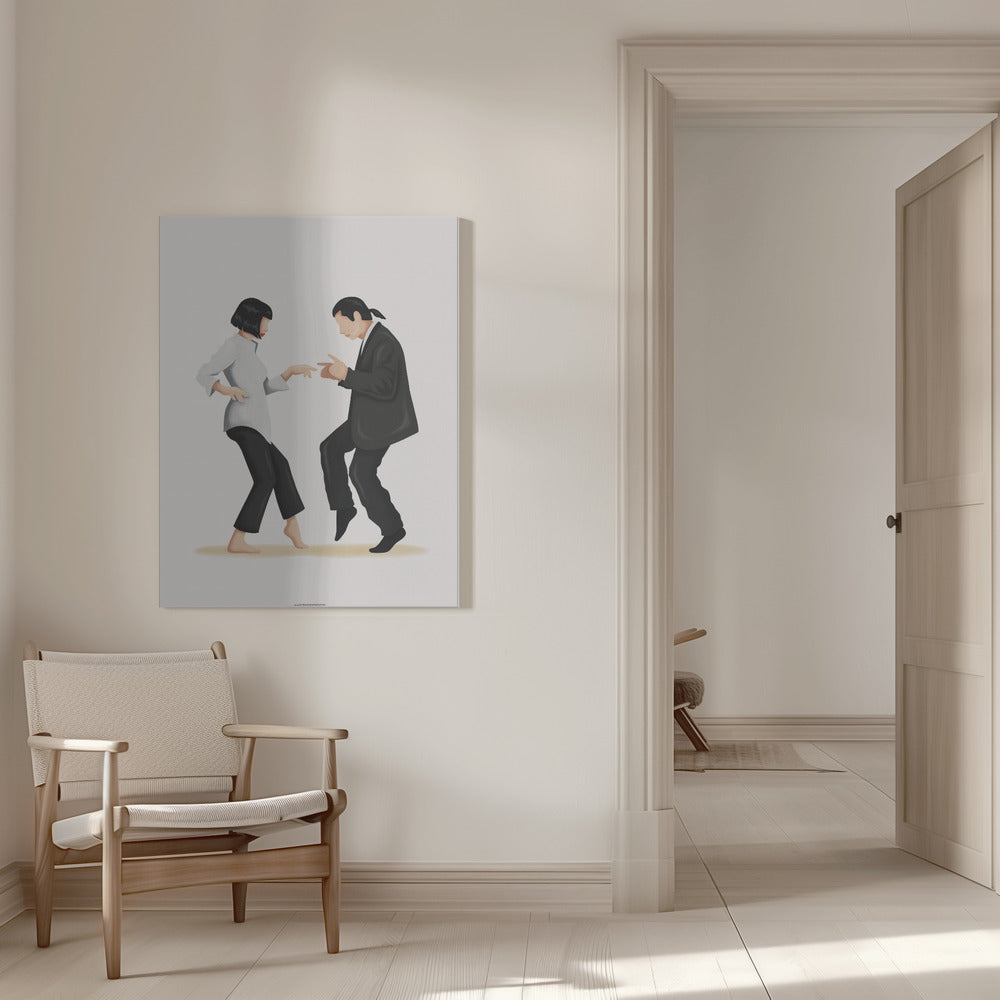 Pulp Fiction Dance Scene Canvas Wall Art | Mia & Vincent Minimalist Pop Culture Print
