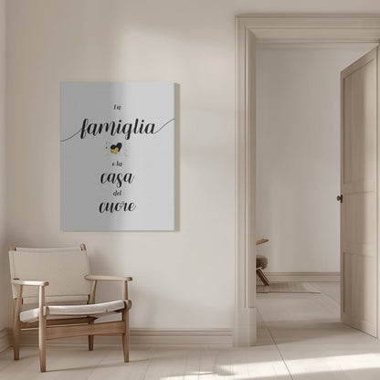 Décoration murale La famille est le foyer du cœur - Tableau sur toile italien