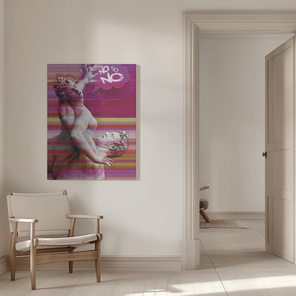 Classical Sculpture with No Is No Typography Canvas Wall Art