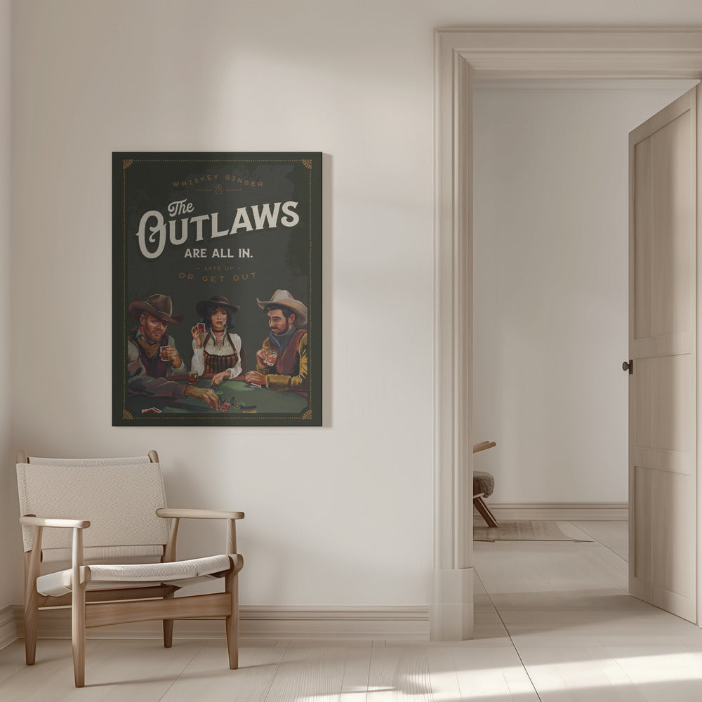 Art mural Les hors-la-loi sont tous au poker de cowboy cool