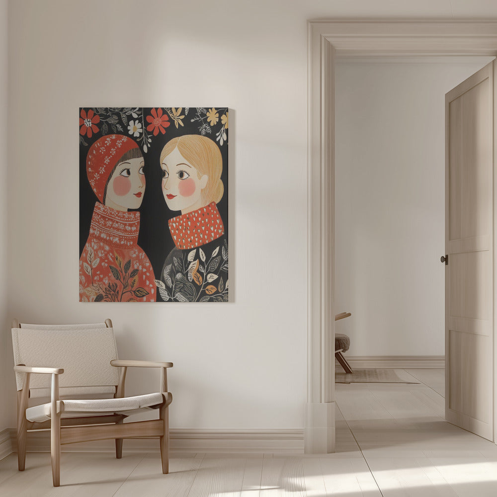Décoration murale style vintage Mag femmes tricot toile imprimée