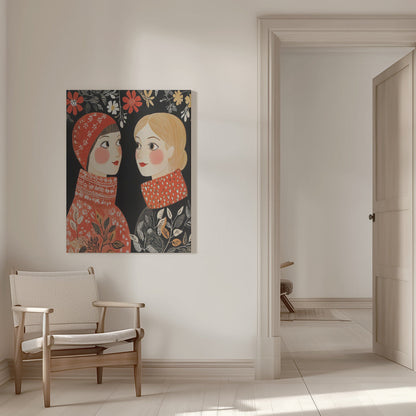 Décoration murale style vintage Mag femmes tricot toile imprimée