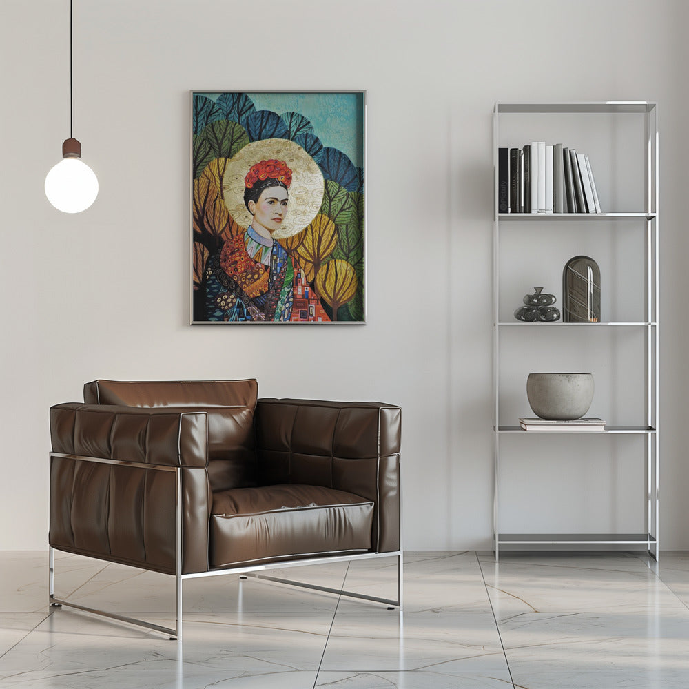 Frida Kahlo Decorative Botanical Portrait Canvas Wall Art | Frida Loves Klimt