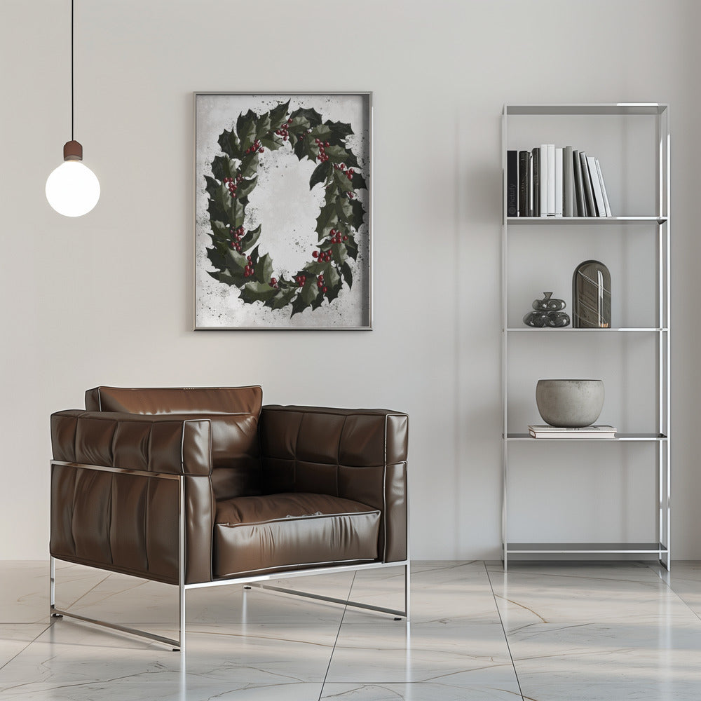 Wall art Splatters holly wreath Canvas Print