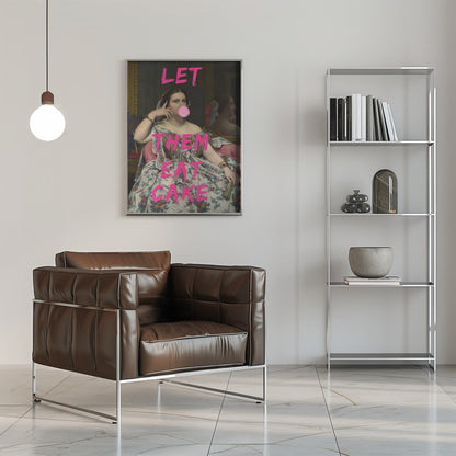 Wall art Let Them Eat Cake, Bubble Gum Vintage Portrait
