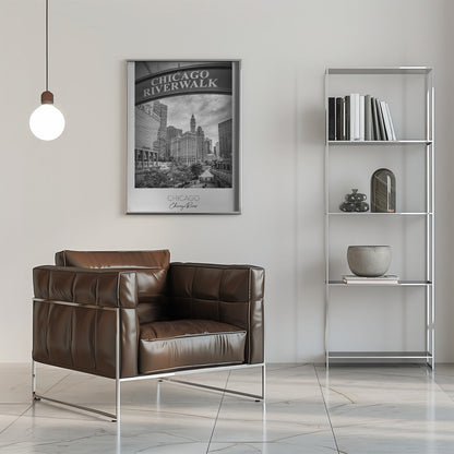 Black and White Chicago Riverwalk Canvas Wall Art