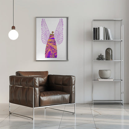 Tableau mural Ange en violet et orange sur toile