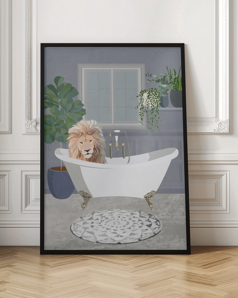 Impression sur toile Lion prenant un bain