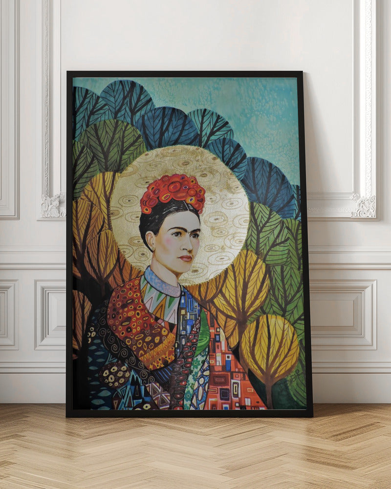 Frida Kahlo Decorative Botanical Portrait Canvas Wall Art | Frida Loves Klimt