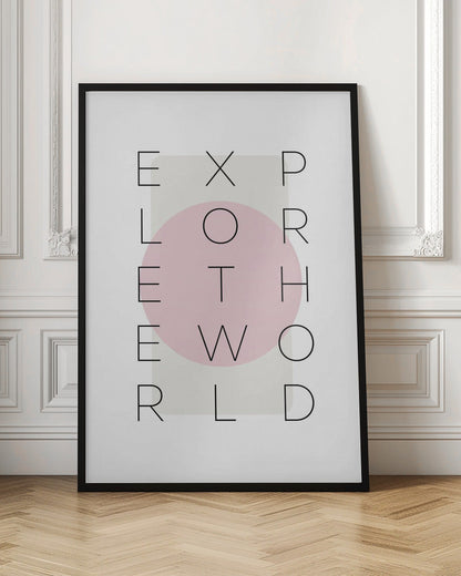 Wall art Explore the world - pink