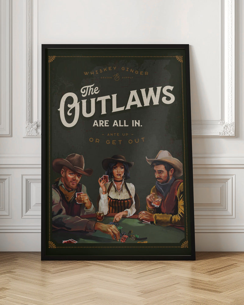 Art mural Les hors-la-loi sont tous au poker de cowboy cool