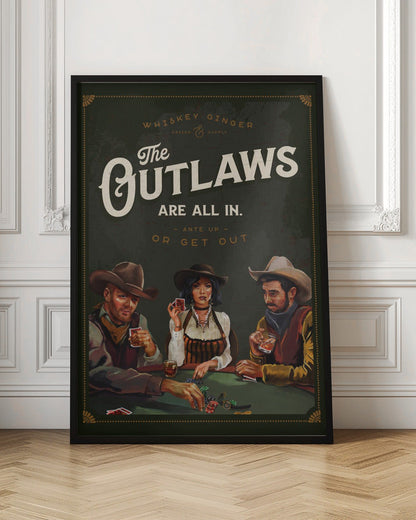 Art mural Les hors-la-loi sont tous au poker de cowboy cool
