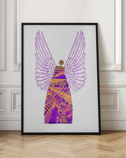 Tableau mural Ange en violet et orange sur toile