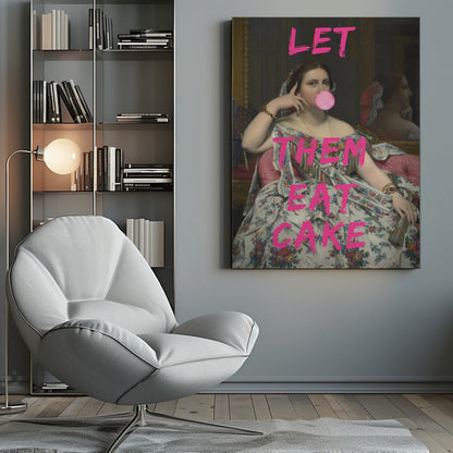 Wall art Let Them Eat Cake, Bubble Gum Vintage Portrait