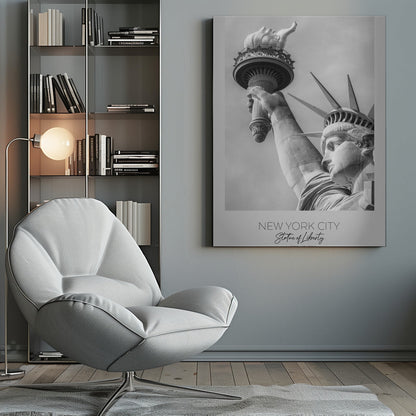 Statue of Liberty Torch and Face Detail Canvas Wall Art | NEW YORK CITY Statue of Liberty in detail