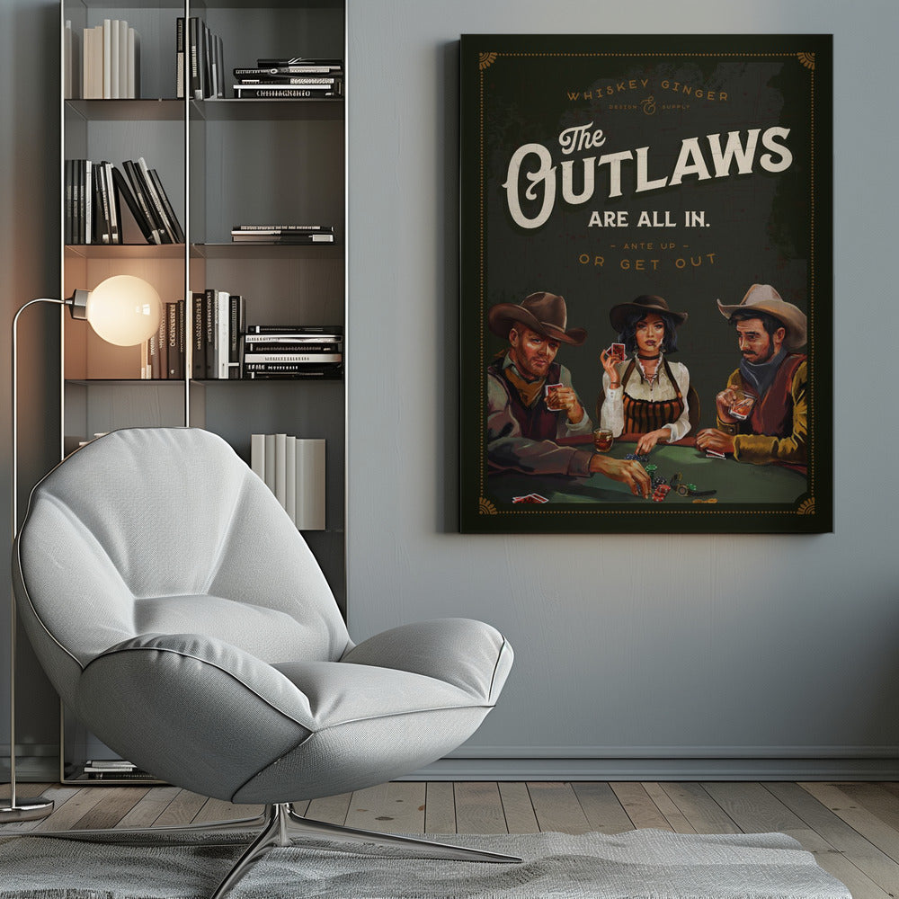 Art mural Les hors-la-loi sont tous au poker de cowboy cool