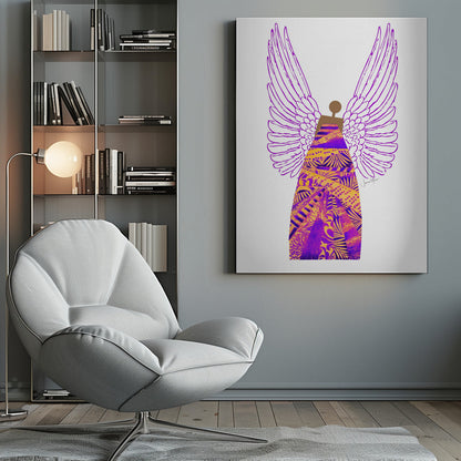 Tableau mural Ange en violet et orange sur toile