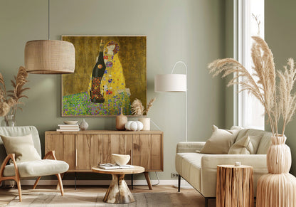 Golden Champagne Bottle Romantic Collage Canvas Wall Art | True Love