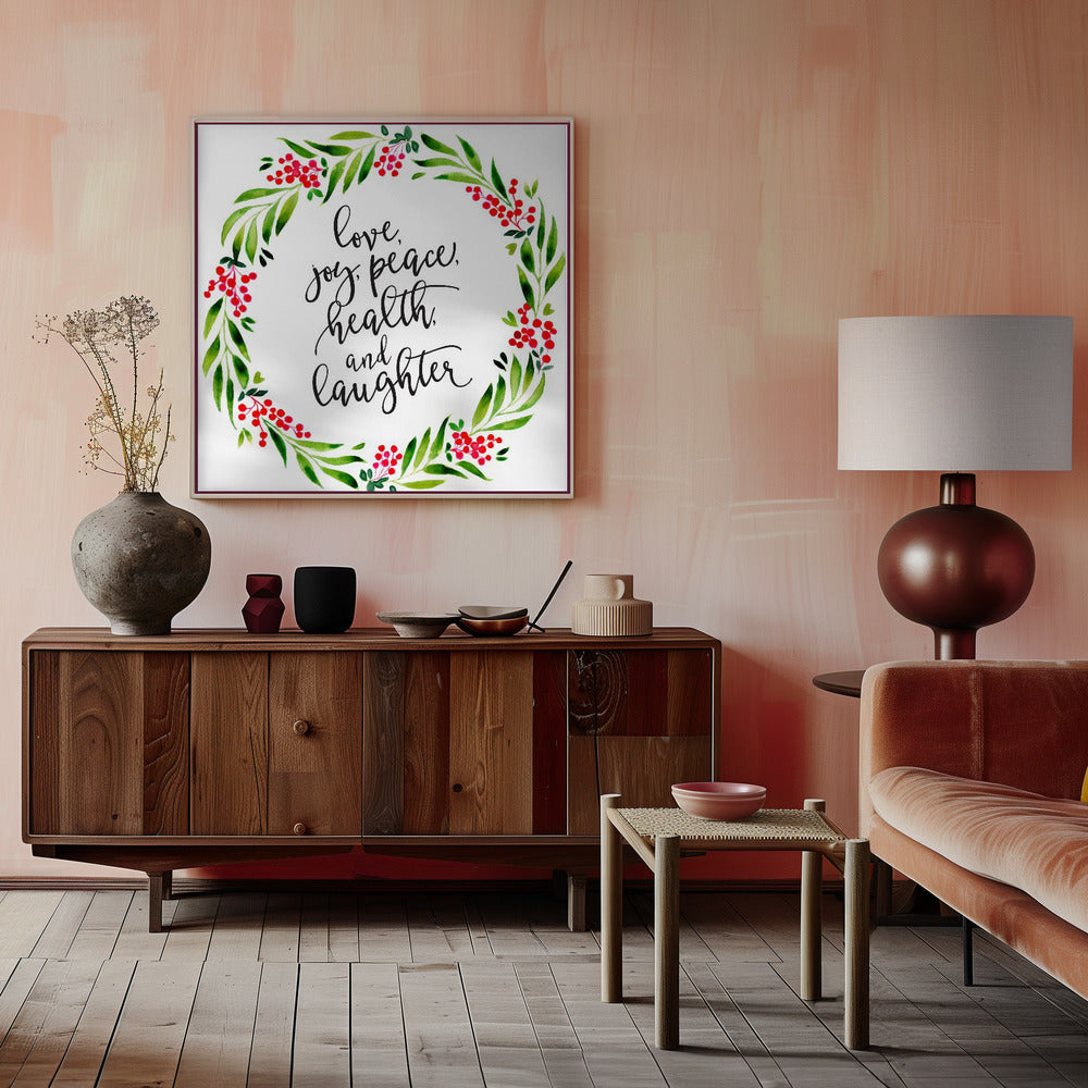 Décoration murale Couronne aquarelle avec vœux de fin d'année