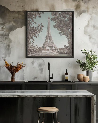Wall art PARIS Eiffel Tower & River Seine | urban vintage style