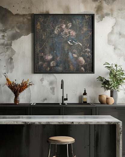 Art mural Paon Animal Art Illustration Vintage Wallart 2