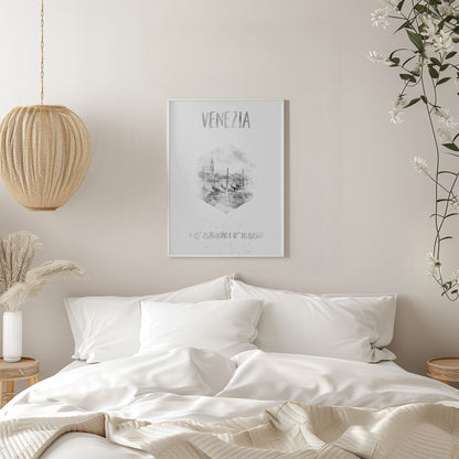 Wall art Coordinates VENICE Grand Canal | monochrome watercolor