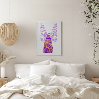 Tableau mural Ange en violet et orange sur toile
