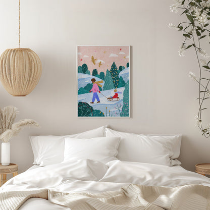 Wall art Snowy Sledge Walk 2 Canvas Print