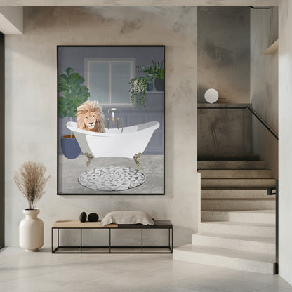 Impression sur toile Lion prenant un bain