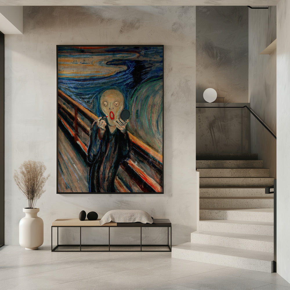 Expressive Screaming Figure Art Reworking Canvas Wall Art | Screaming Make Up