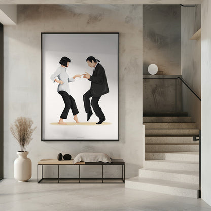 Pulp Fiction Dance Scene Canvas Wall Art | Mia & Vincent Minimalist Pop Culture Print