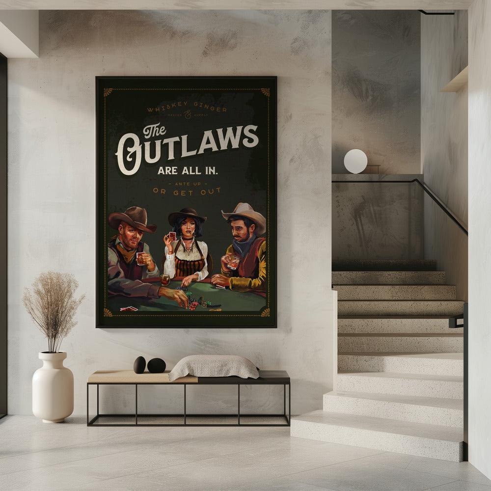 Art mural Les hors-la-loi sont tous au poker de cowboy cool