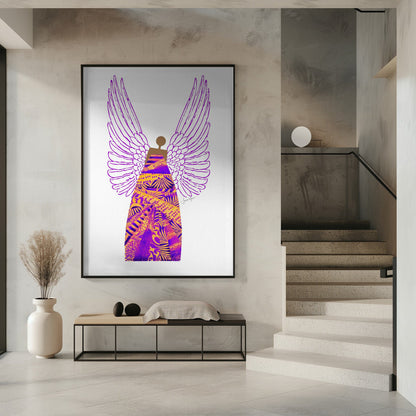 Tableau mural Ange en violet et orange sur toile