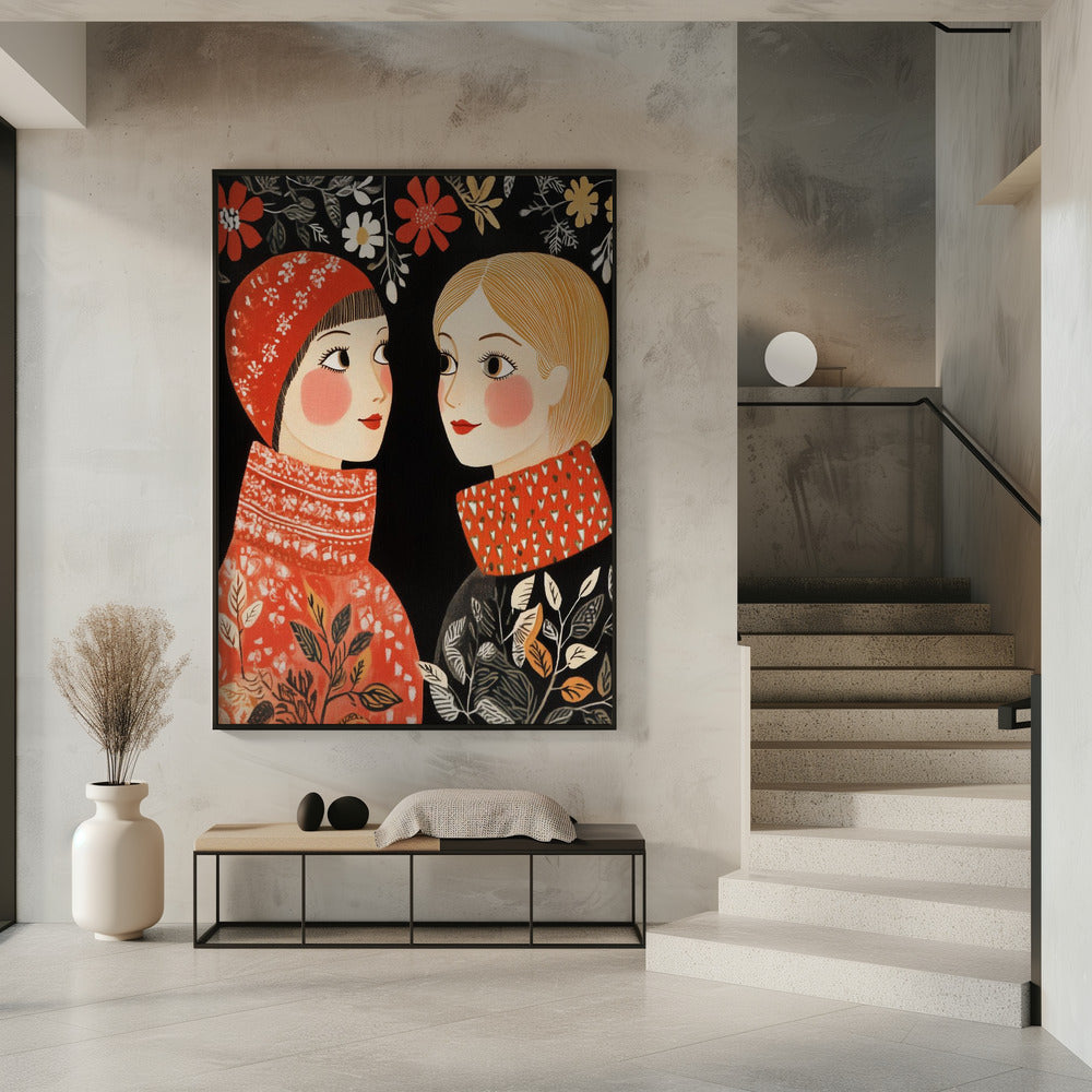 Décoration murale style vintage Mag femmes tricot toile imprimée