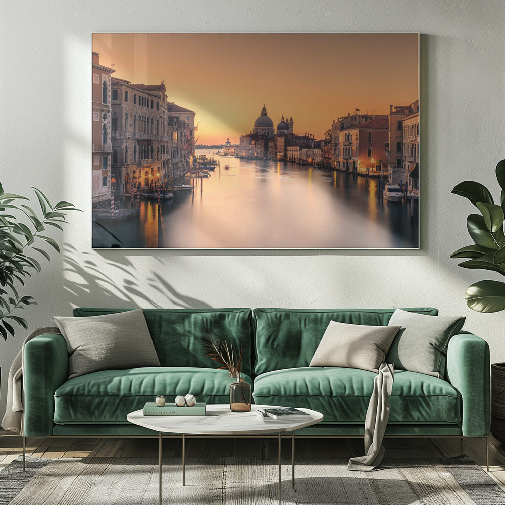 Venice Grand Canal in Warm Dawn Light Canvas Wall Art | Dawn on Venice
