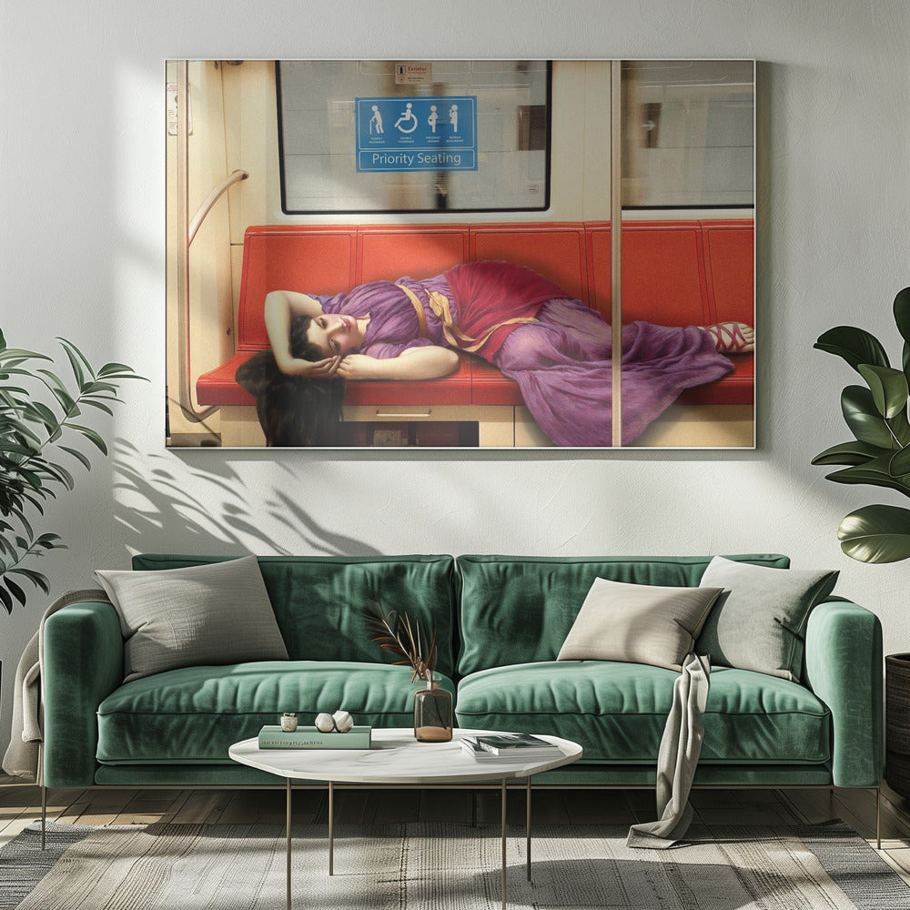 Classical Woman Reclining on a Subway Seat Canvas Wall Art | Priority Seating