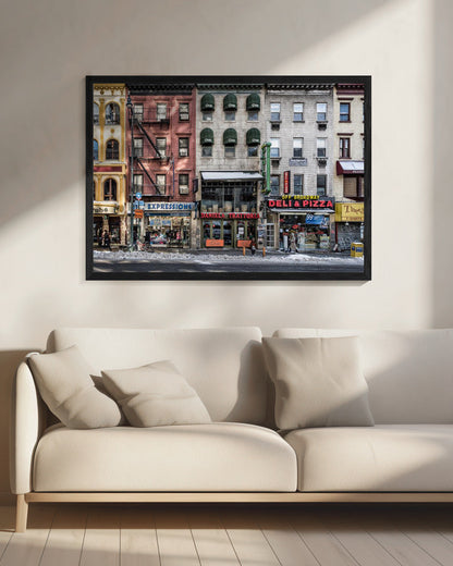 Colourful New York Storefront Street Scene Canvas Wall Art | A cold day in NY