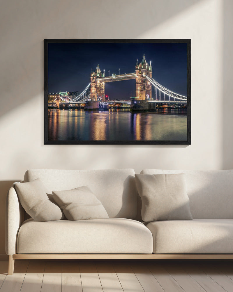 London Tower Bridge Illuminated at Night Canvas Wall Art