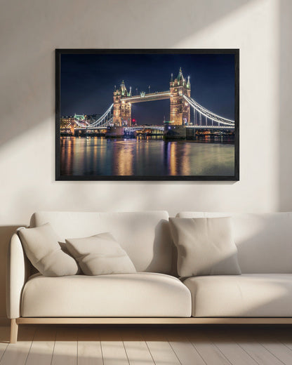 London Tower Bridge Illuminated at Night Canvas Wall Art