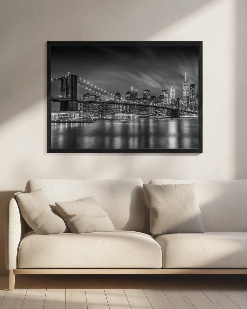 Art mural-PONT DE BROOKLYN Impressions nocturnes - Monochrome