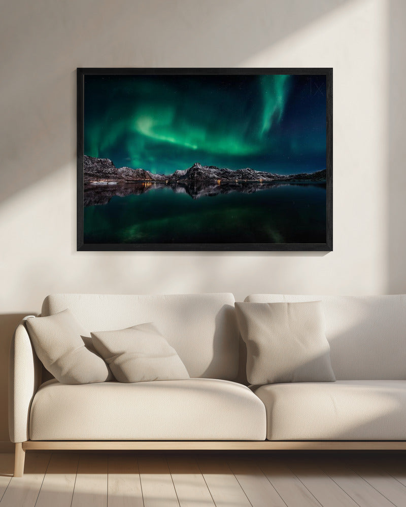 Reflet d'aurore aux îles Lofoten