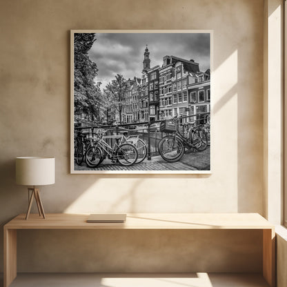 Décoration murale AMSTERDAM Canal Fleuri noir et blanc
