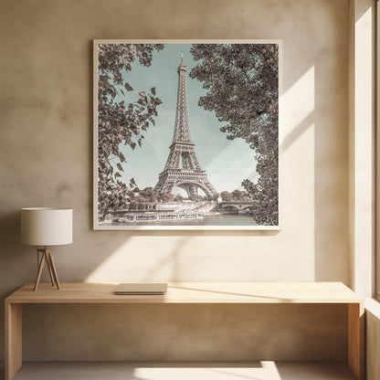Wall art PARIS Eiffel Tower & River Seine | urban vintage style