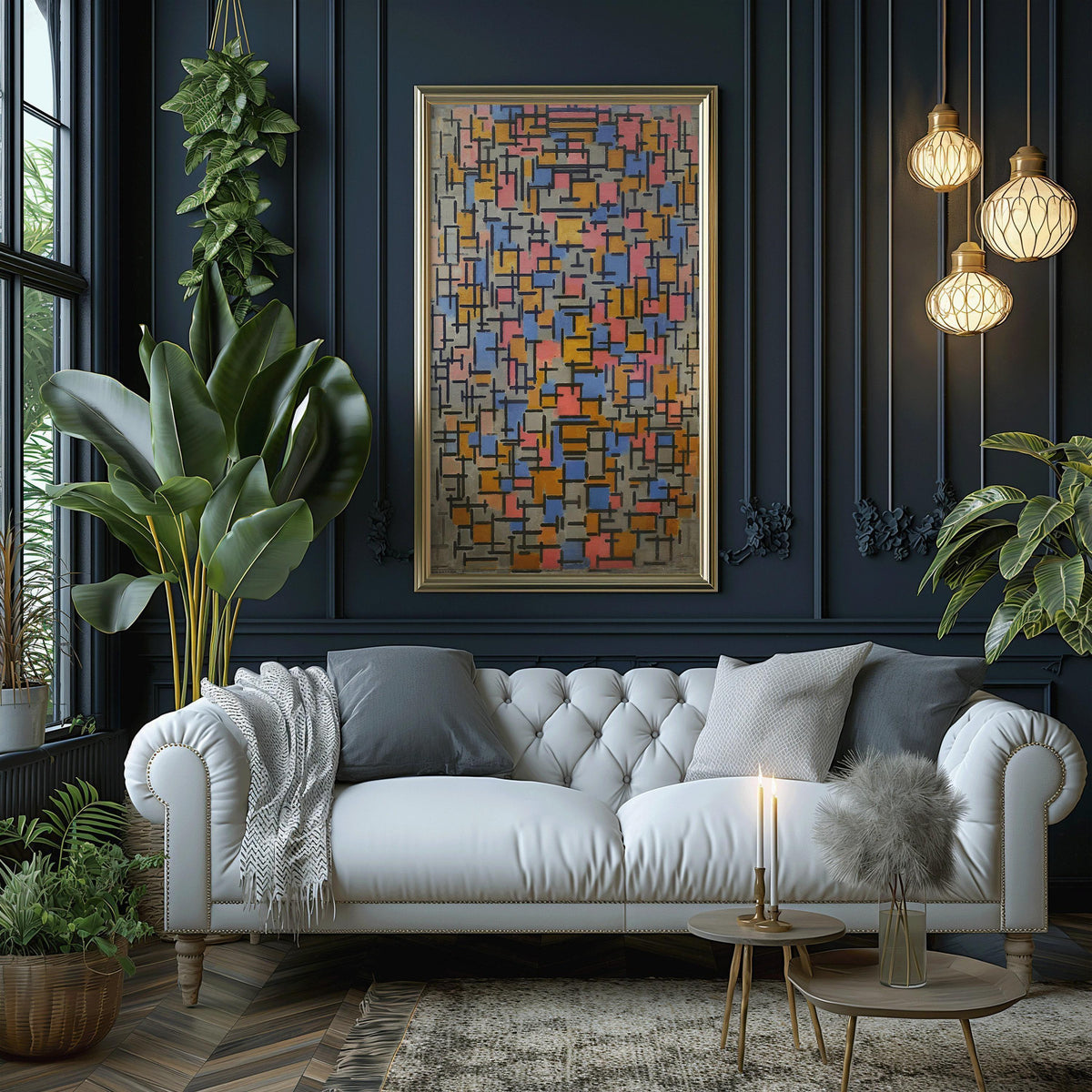 Affiche d'art Composition de Piet Mondrian (1916) : Impression Giclée Moderne du Milieu du Siècle (2x1)