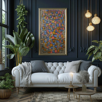 Affiche d'art Composition de Piet Mondrian (1916) : Impression Giclée Moderne du Milieu du Siècle (2x1)